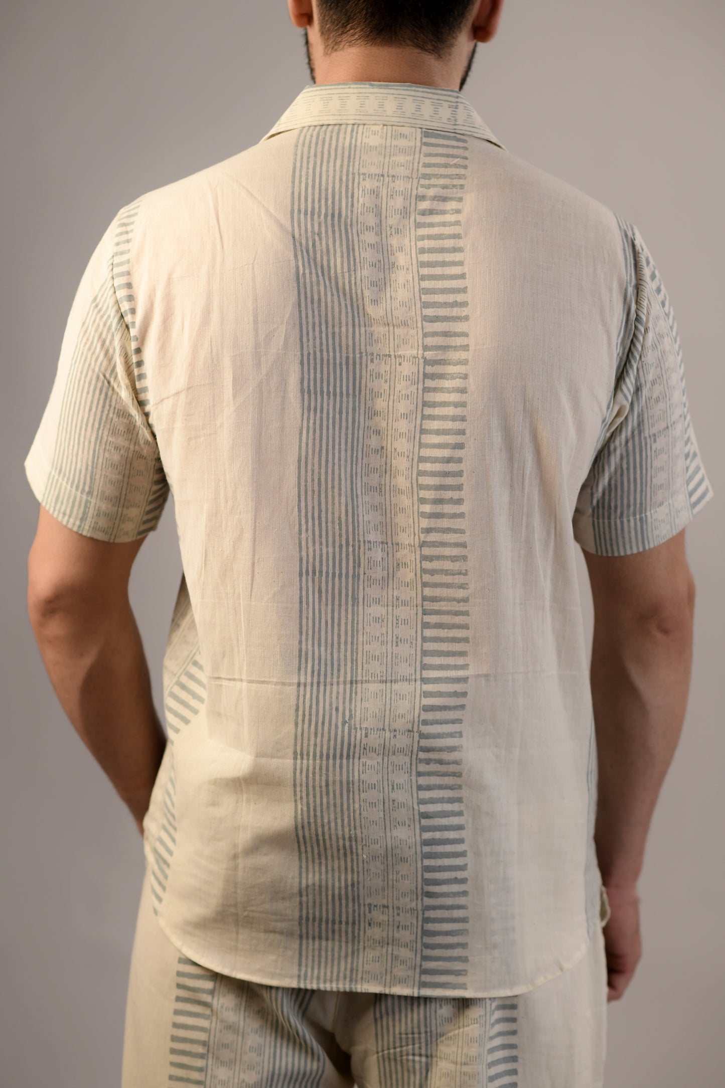 Block Printed Shirt | Breathe Stripes | Monsoon Blue