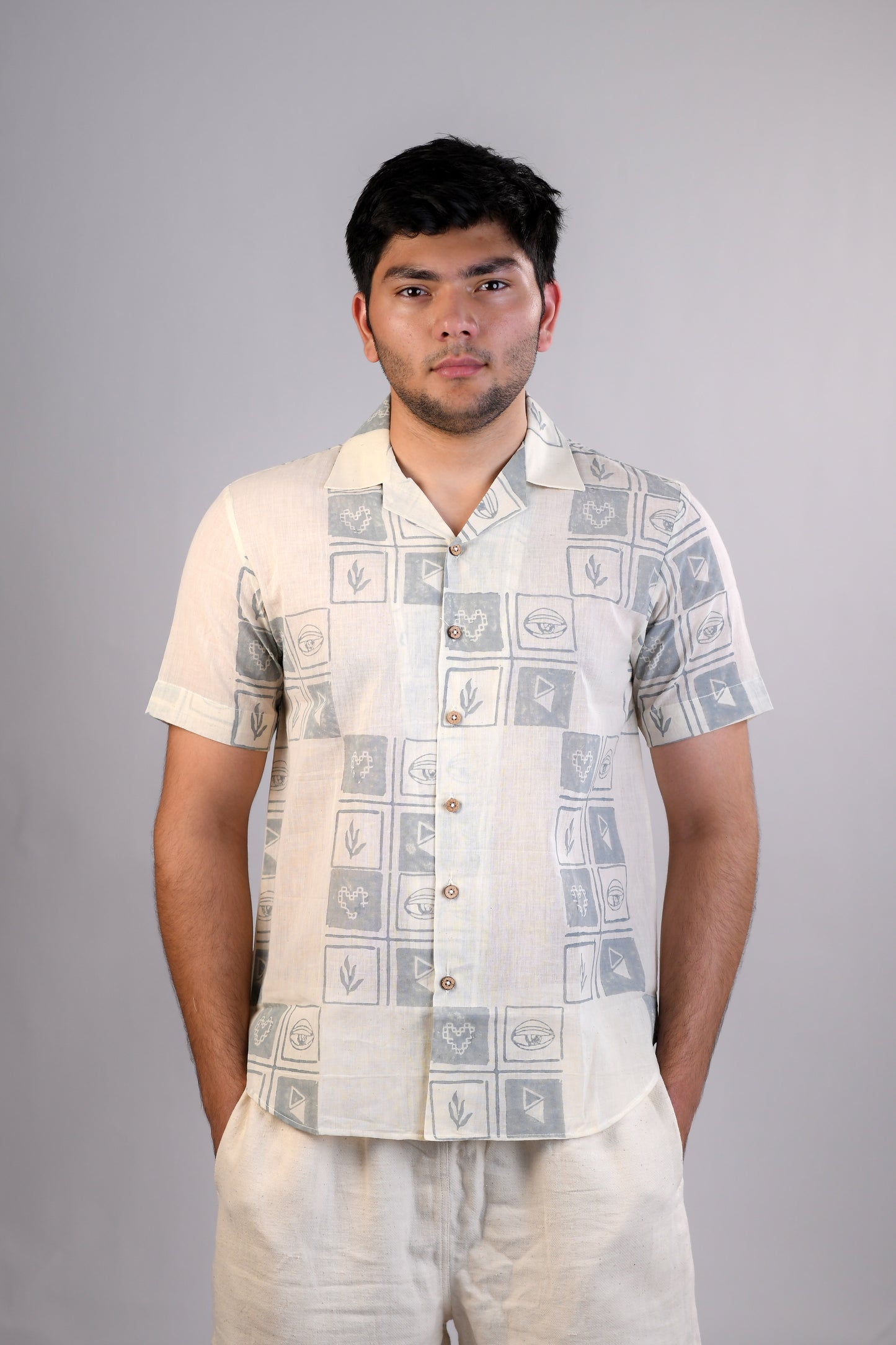 Block Printed Shirt | Coterie checks | Monsoon Blue