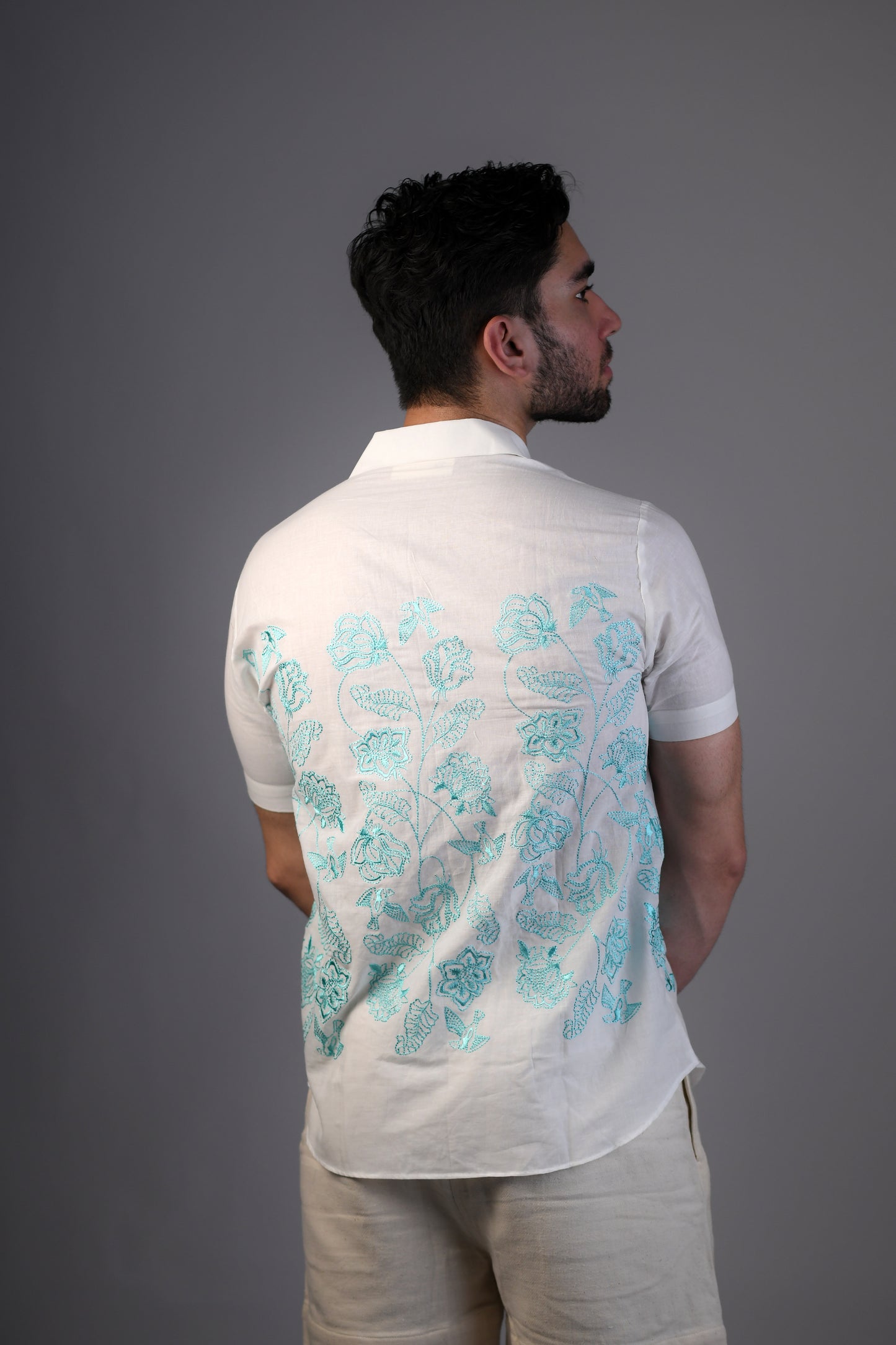 Chintz Shirt | Light Blue | Embroidered