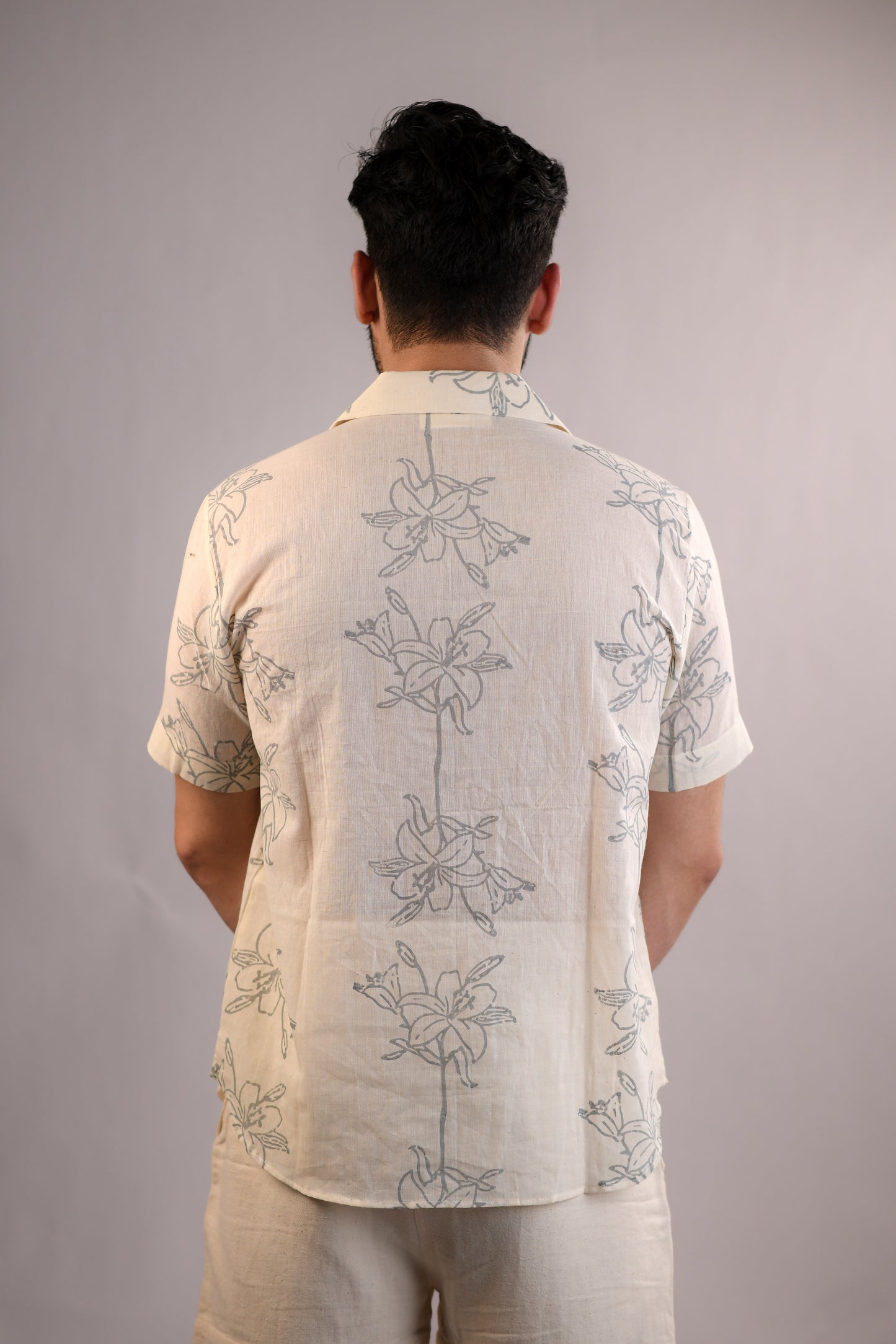 Block Printed Shirt | Lilies | Monsoon Blue