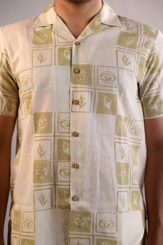 Block Printed Shirt | Coterie Checks | Lime Green