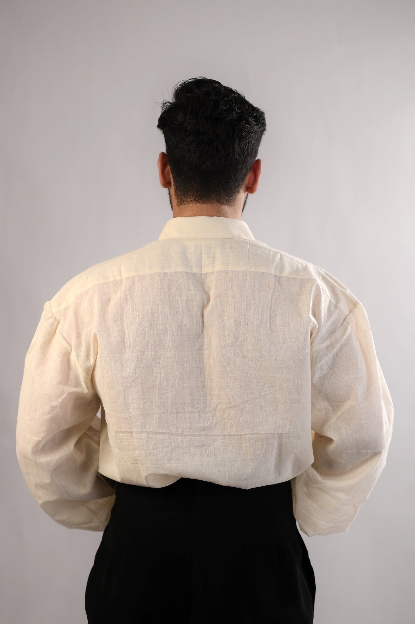 The Bridgerton-Inspired Men's Shirt | Handloom Cotton | Greige White