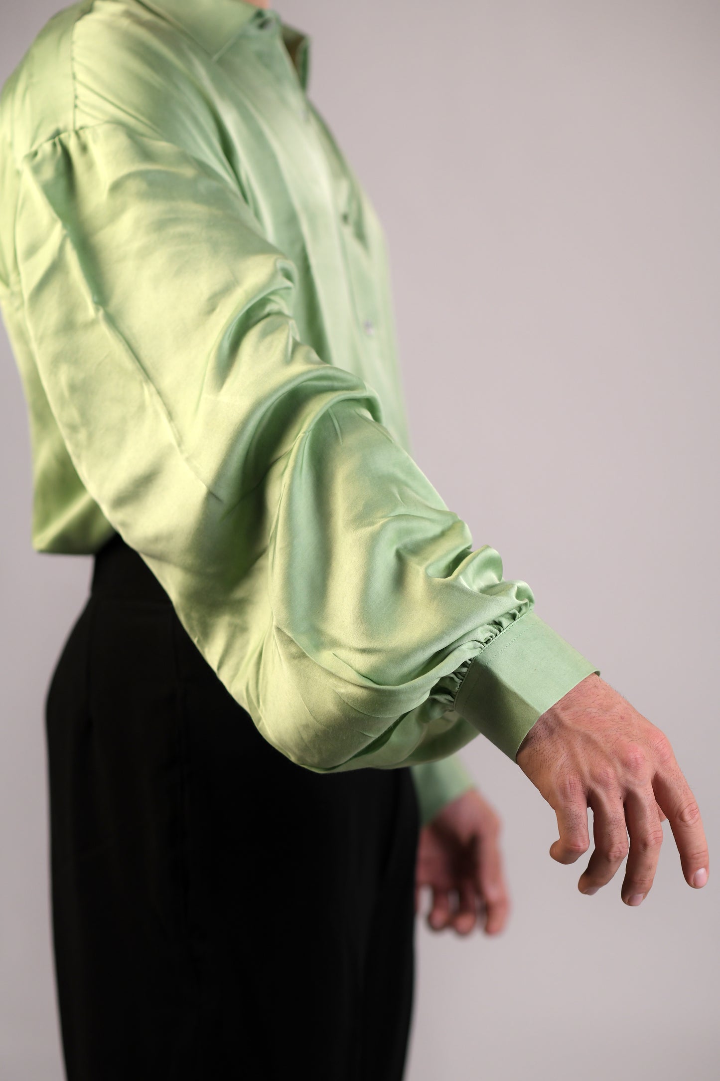 The Bridgerton-Inspired Men's Shirt | Vegan Silk | Seafoam Green