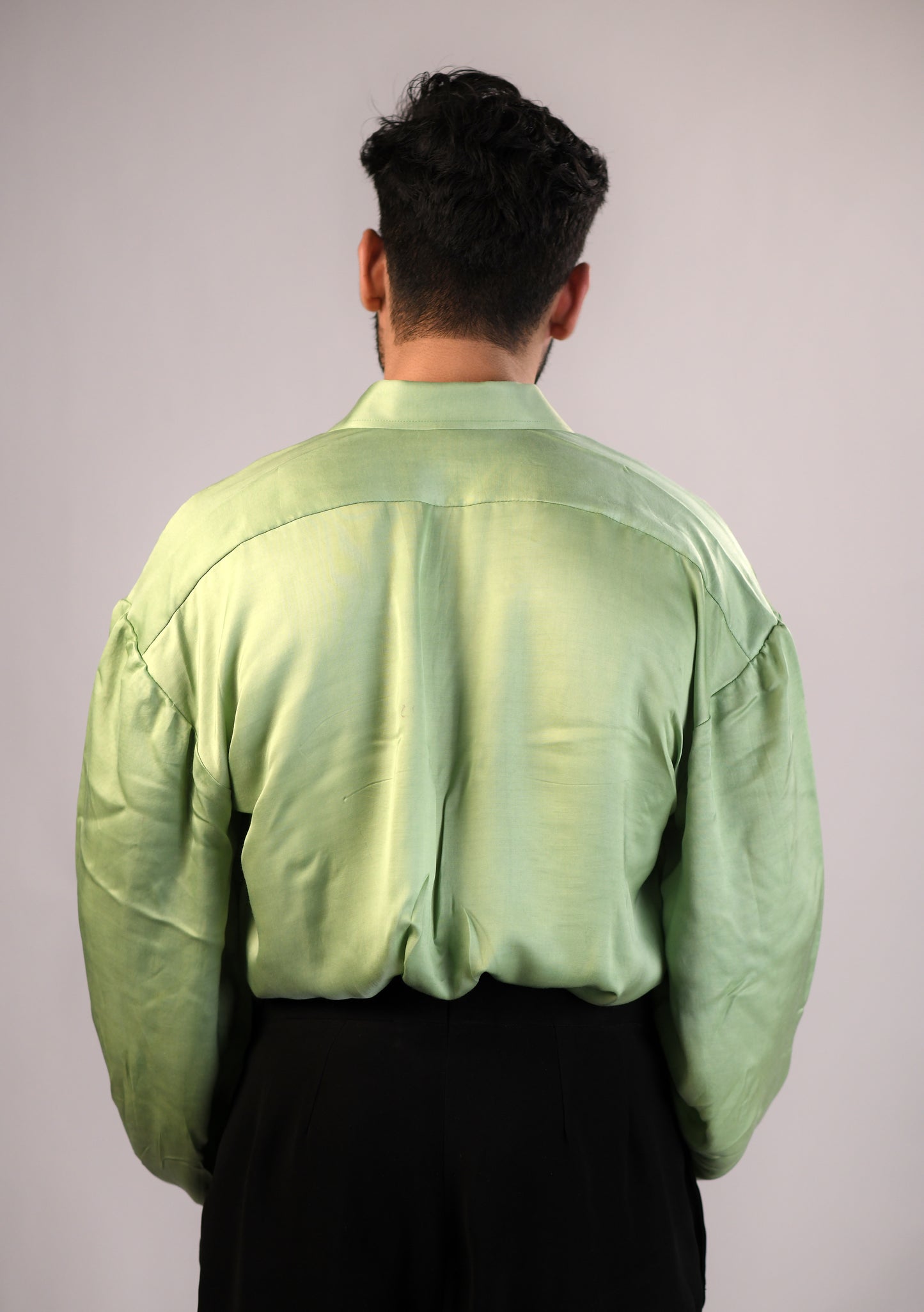 The Bridgerton-Inspired Men's Shirt | Vegan Silk | Seafoam Green